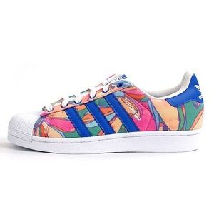 Adidas white floral superstars
